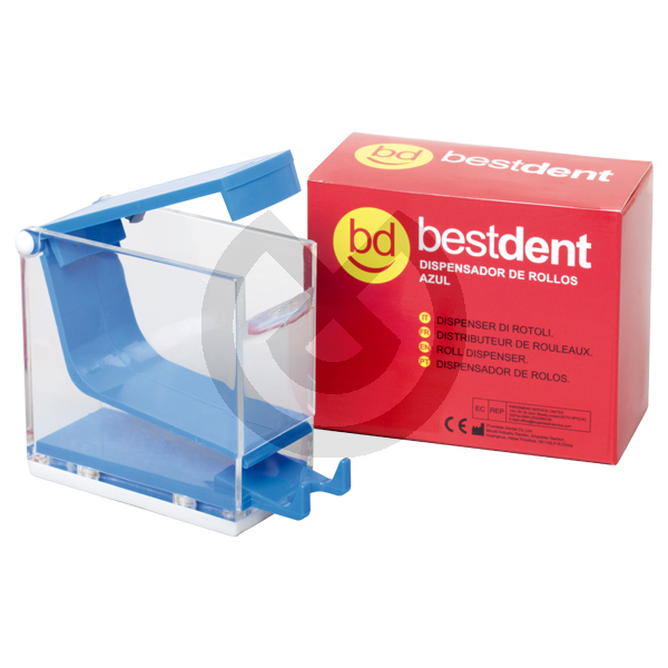 Blå dispenser för bomullsrullar – BESTDENT