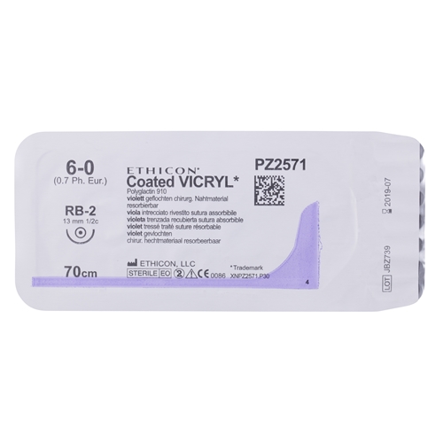 Sutur Vicryl 6-0 PZ2571H – 70cm nål RB-2 – 36 st