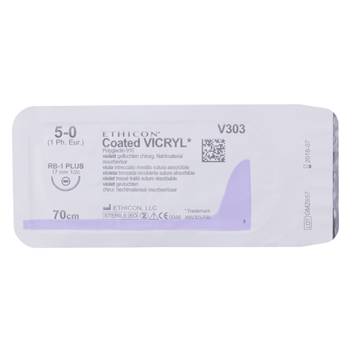 Sutur Vicryl 5-0 V303H – 70cm nål RB-1 – 36 st