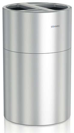 Papperskorg på 60+60 L i aluminium – Borstad yta