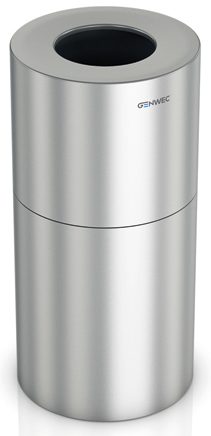 Papperskorg på 130L i aluminium – Borstad yta