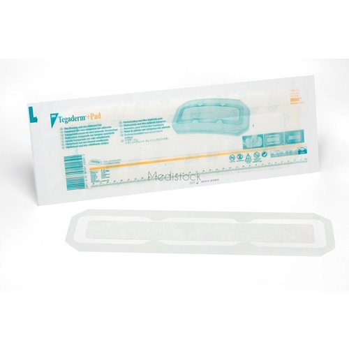 Sårfilm med dyna Tegaderm + Pad – 9x35cm (dyna 4,5x30cm) ram – 25 st