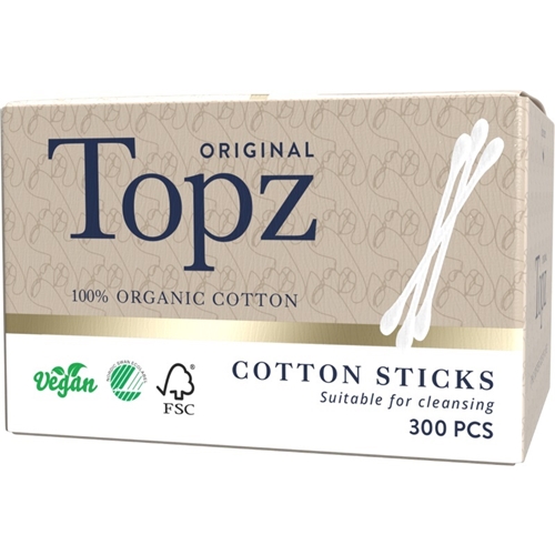Öronpinne papper Topz – 8cm m bomull 300-p Svanen – 300 st