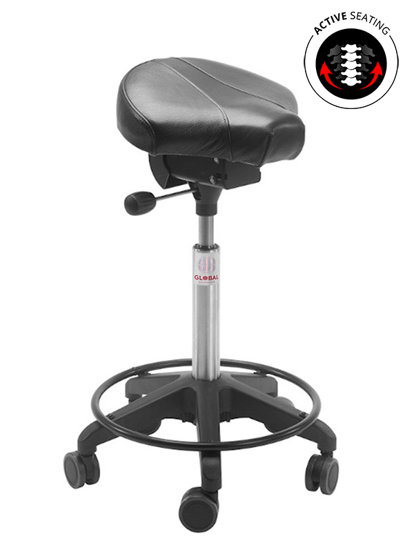 Sadelstol – Gamma med fotkryss, hjul och fotring