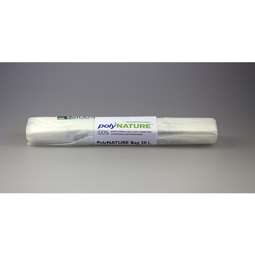 Avfallspåse BIO PolyNATURE kny – 20L 270/210x590mm 15my vit – 25 st