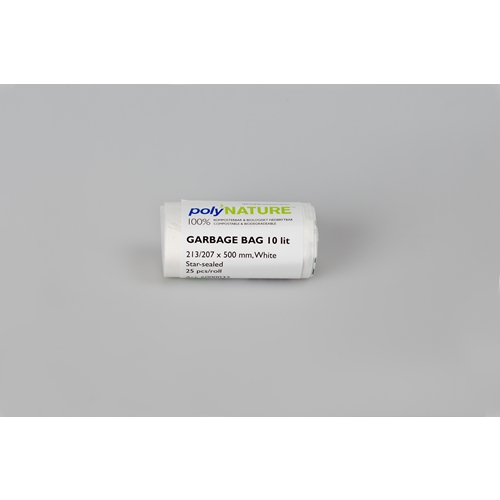 Avfallspåse BIO PolyNATURE – 10L 213/207x500mm 15my vit – 500 st