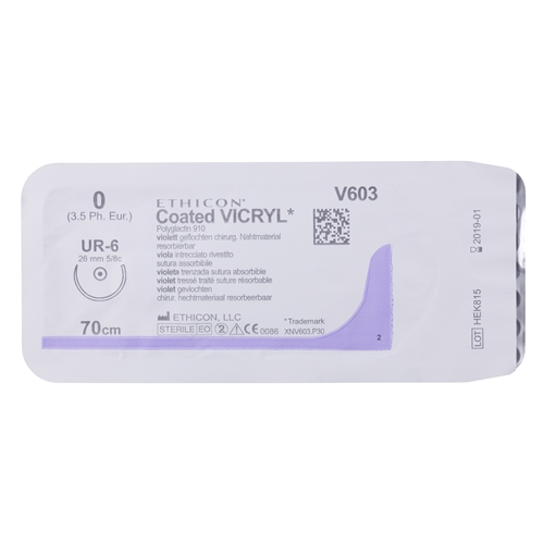 Sutur Vicryl 0 V603H – 70cm nål UR-6 – 36 st