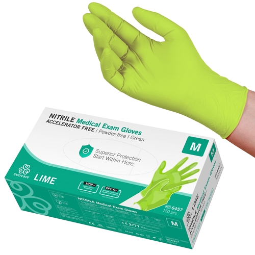Handske us nitril evercare pf – M LIME acc-fri grön AQL 1,5 – 150 st