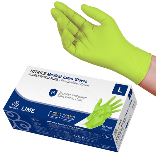 Handske us nitril evercare pf – L LIME acc-fri grön AQL 1,5 – 150 st