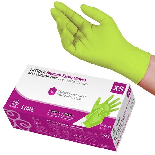 Handske us nitril evercare pf – XS LIME acc-fri grön AQL 1,5 – 150 st