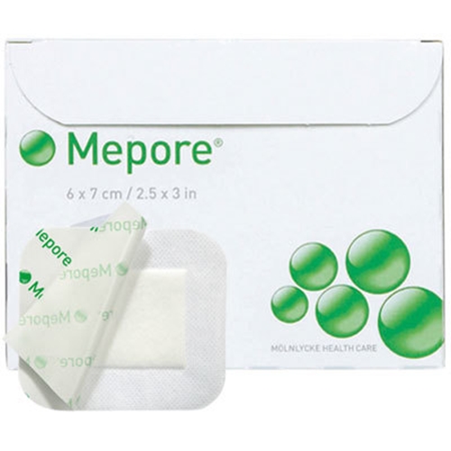 Absorberande häftande förband Mepore – 6x7cm (dyna 3x4cm) – 60 st