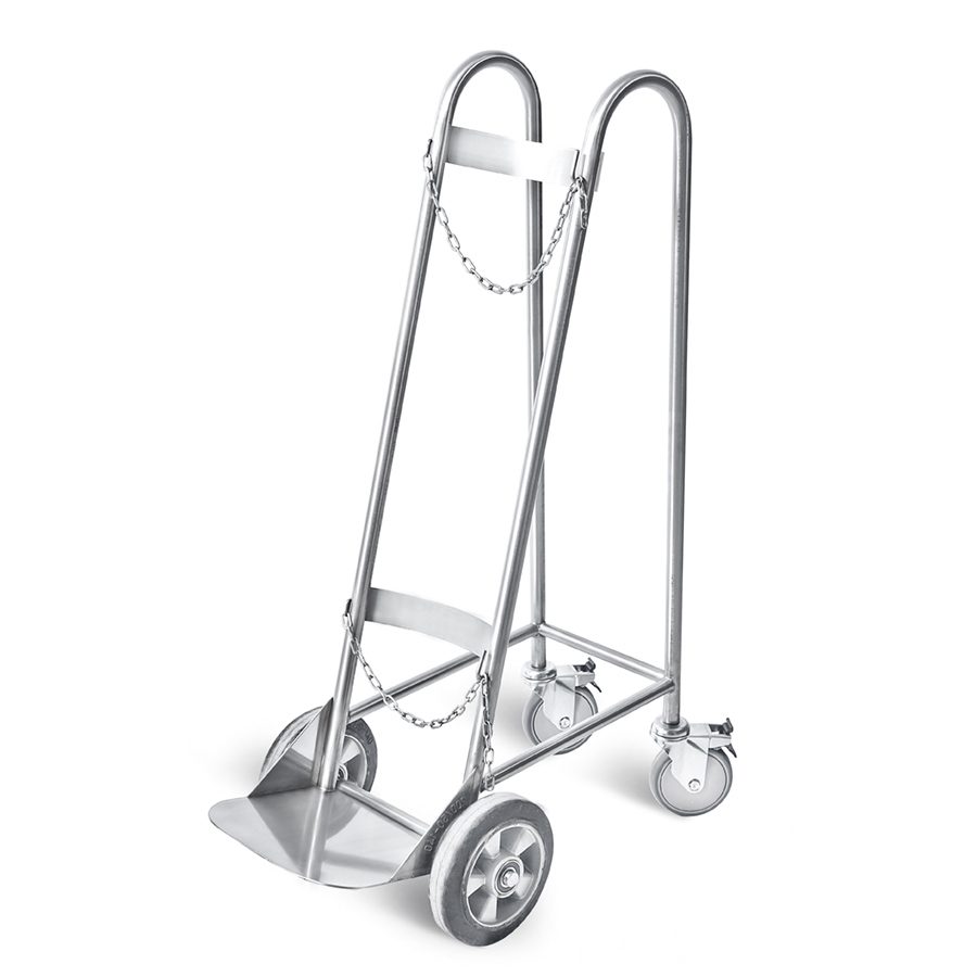 Vagn för syrgasbehållare med 2 låsbara hjul – 30 x 110 cm -D-55
