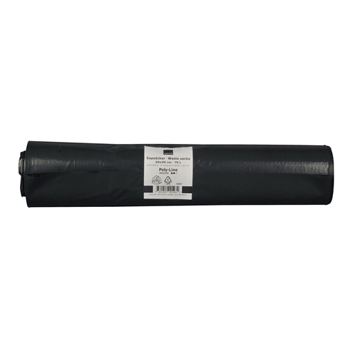 Sopsäck LD plast – 70L 600x900mm 43my svart – 25 st