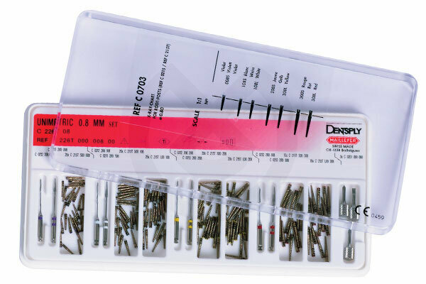 Unimetric Stift + Tillbehör, uppsättning i titan 0.8 – DENTSPLY MAILLEFER
