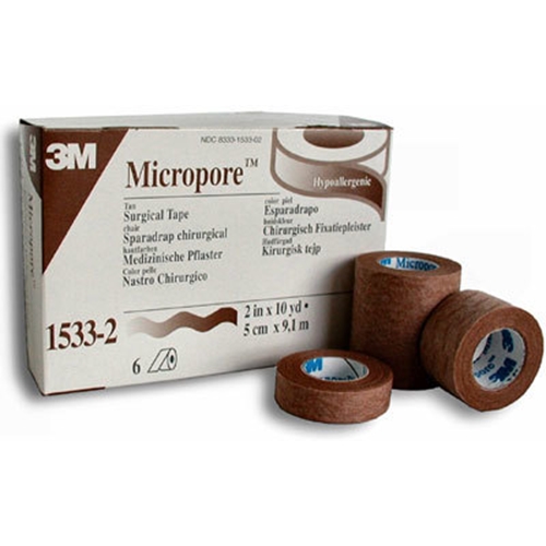 Häfta papper Micropore – 2,5cmx9,1m beige – 12 st