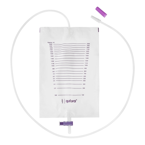 Urinpåse tömbar Qufora – 2,0L 130cm T-ventil – 10 st