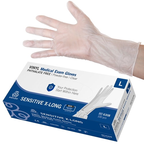 Handske us vinyl evercare pf – L ftalatfri x-lång AQL 1,5 – 100 st