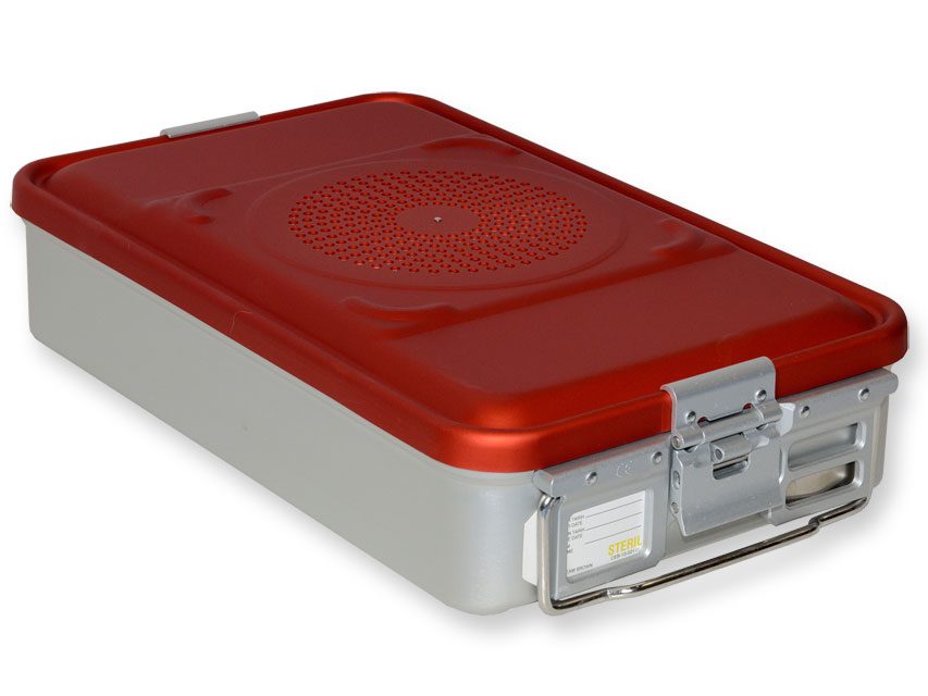 Behållare med filter, medelstor, höjd 100 mm – Röd