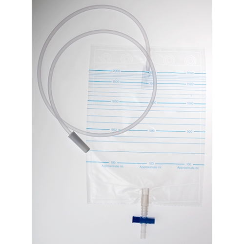Urinpåse tömbar Unomedical – 2,0L 110cm T-ventil – 30 st