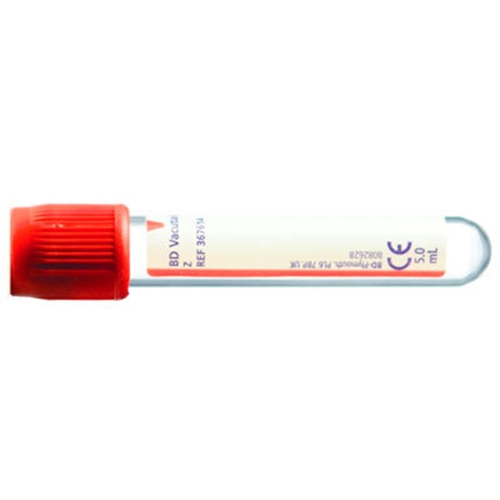Vakuumrör BD Vacutainer pappersetikett – 5/5ml serum röd utan tillsats – 100 st