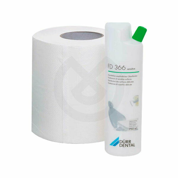 Hygowipe pappersrulle (1x) + flaska med desinfektionsmedel FD 322 (2x) – DÜRR DENTAL – DÜRR