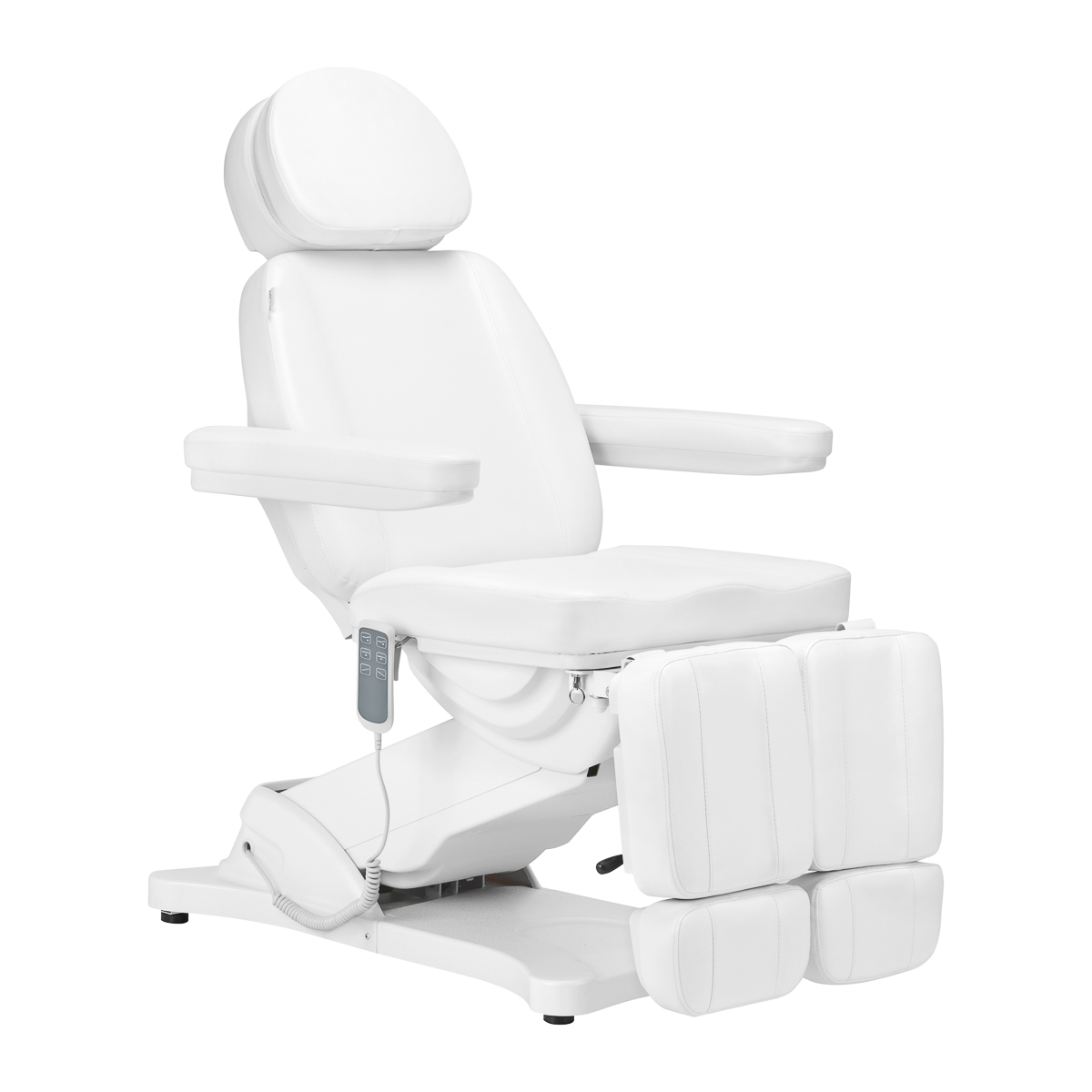 Elektrisk kosmetikstol Sillon Classic med 3 motorer och vit fotstöd.