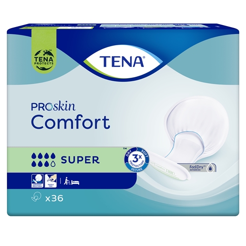 Inkontinensskydd för fixering i byxa – TENA Comfort Super andningsb – 72 st