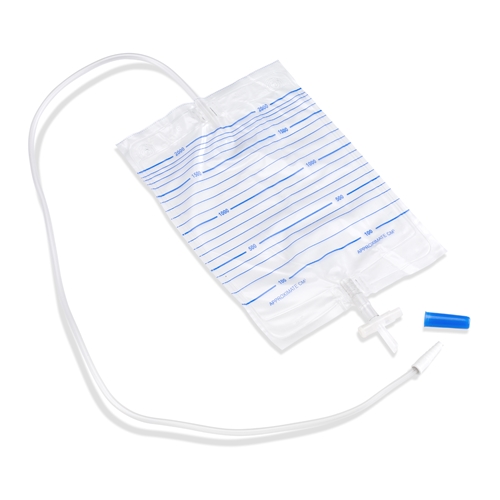 Urinpåse tömbar Mediq – 2,0L 110cm T-ventil – 25 st
