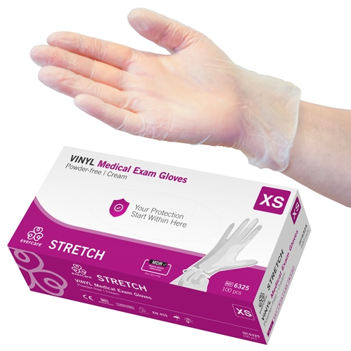 Handske us vinyl evercare pf – XS STRETCH AQL 1,5 – 100 st