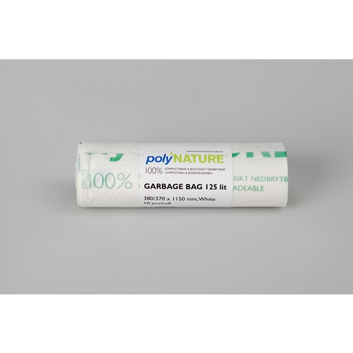 Sopsäck BIO PolyNATURE – 125L 380/370x1150mm 25my vit r – 10 st Sopsäck BIO PolyNATURE – 125L 380/370x1150mm 25my vit r – 10 st