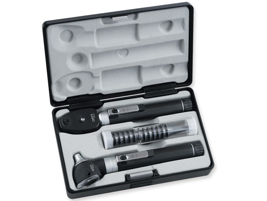 Sigma Fiberoptiskt LED Oto-ophthalmoskop, set med 2 laddningsbara handtag – fodral