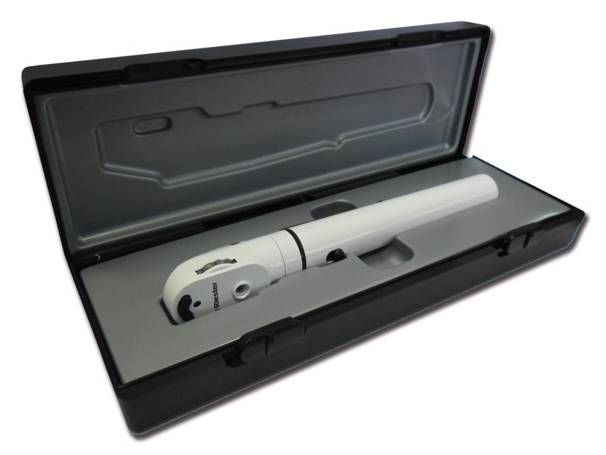 E-scope Fiberoptiskt Ophthalmoskop – LED 3,7v – vit i hårt fodral