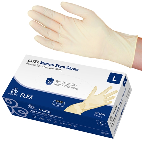 Handske us latex evercare – L FLEX puderfri – 100 st