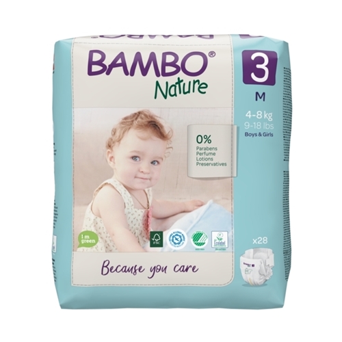Tejpblöja Bambo Nature – 3 4-8kg – 168 st