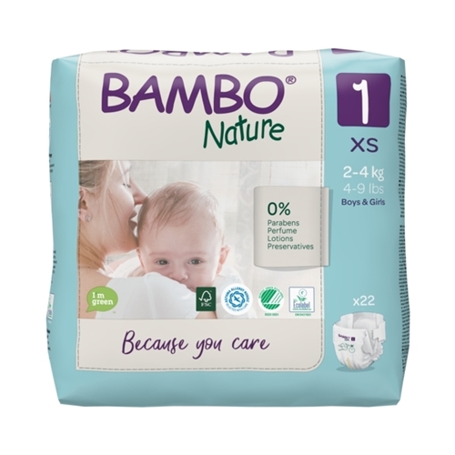 Tejpblöja Bambo Nature – 1 2-4kg – 132 st