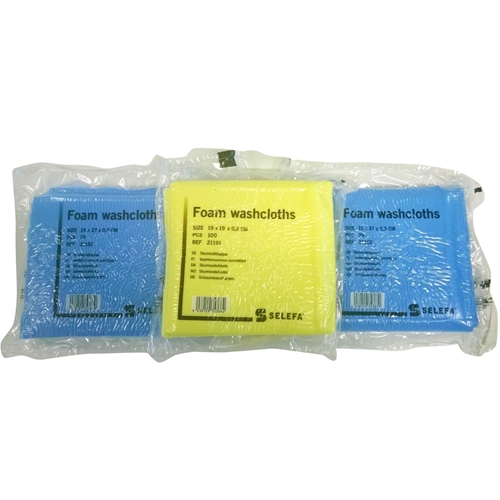 Tvättlapp skumplast SELEFA – 19x19x0,2cm gul – 6600 st