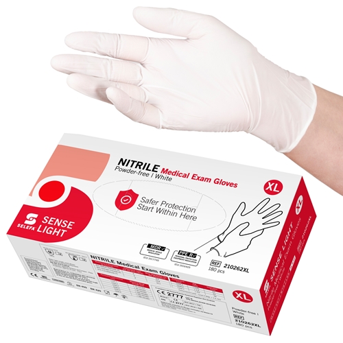 Handske us nitril Selefa pf – XL SENSE LIGHT vit AQL 1,5 – 180 st