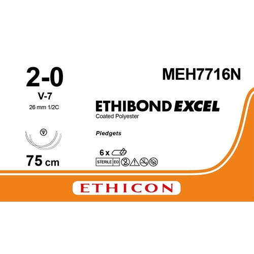 Sutur Ethibond 2-0 MEH7716N – 8x75cm grön nål V7/V7 – 6 st Sutur Ethibond 2-0 MEH7716N – 8x75cm grön nål V7/V7 – 6 st
