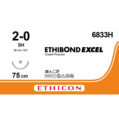 Sutur Ethibond 2-0 6833H – 75cm grön nål SH – 36 st