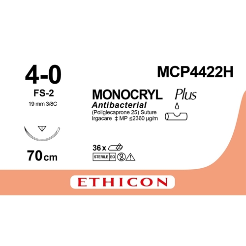 Sutur Monocryl Plus 4-0 – 70cm transparent nål FS-2 – 36 st