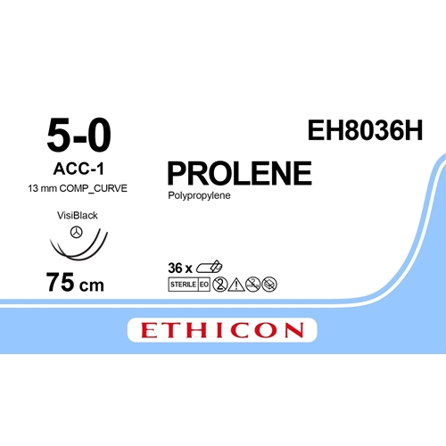 Sutur Prolene 5-0 EH8036H – 75cm blå nål ACC-1 – 36 st Sutur Prolene 5-0 EH8036H – 75cm blå nål ACC-1 – 36 st