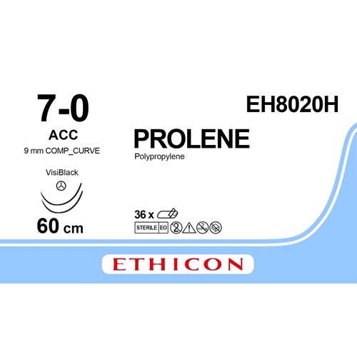 Sutur Prolene 7-0 EH8020H – 60cm blå nål ACC – 36 st Sutur Prolene 7-0 EH8020H – 60cm blå nål ACC – 36 st