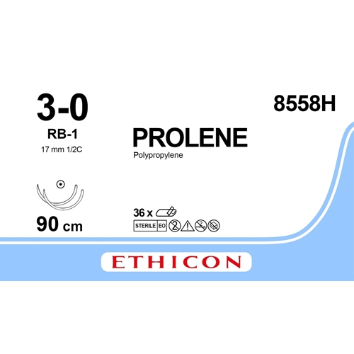 Sutur Prolene 3-0 8558H – 90cm blå nål RB-1 – 36 st