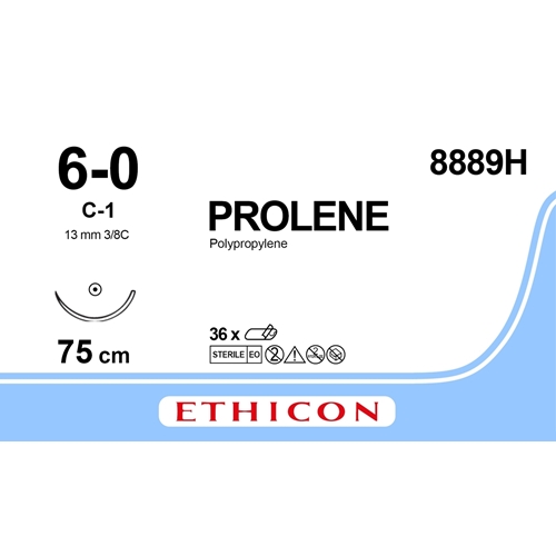 Sutur Prolene 6-0 8889H – 75cm blå nål C-1 monofil – 36 st Sutur Prolene 6-0 8889H – 75cm blå nål C-1 monofil – 36 st