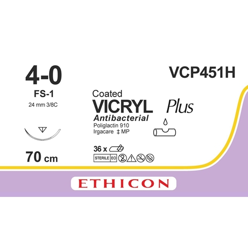 Sutur Vicryl Plus 4-0 VCP451H – 70cm violet nål FS-1 – 36 st
