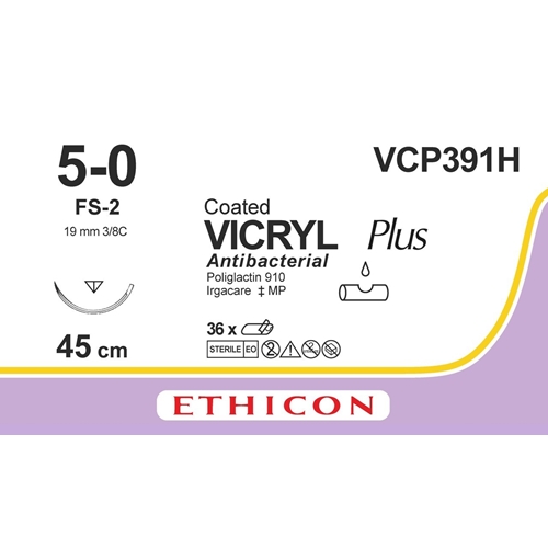 Sutur Vicryl Plus 5-0 VCP391H – 45cm violet nål FS-2 – 36 st