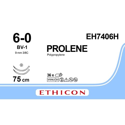 Sutur Prolene 6-0 EH7406H – 75cm blå nål BV-1 – 36 st Sutur Prolene 6-0 EH7406H – 75cm blå nål BV-1 – 36 st