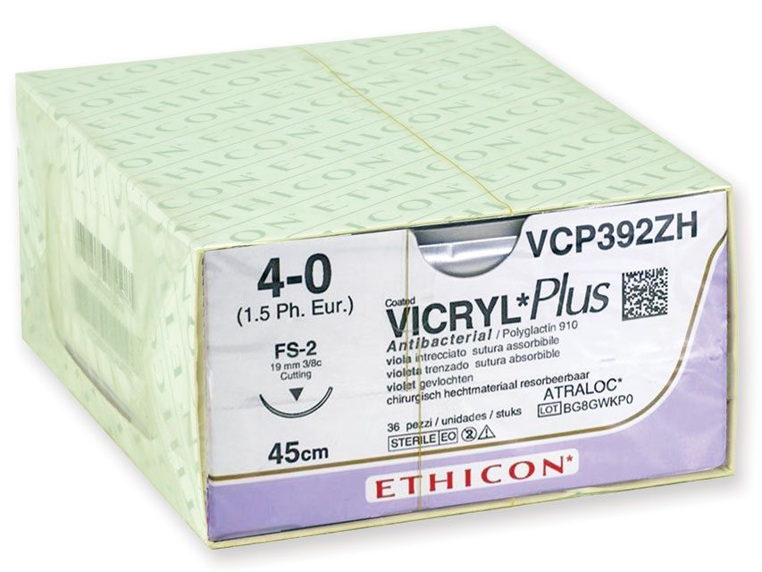 ETHICON VICRYL RAPID – Kirurgisk sutur – Gauge 4/0 nål 19 mm – Flätad – 36 st ETHICON VICRYL RAPID – Kirurgisk sutur – Gauge 4/0 nål 19 mm – Flätad – 36 st