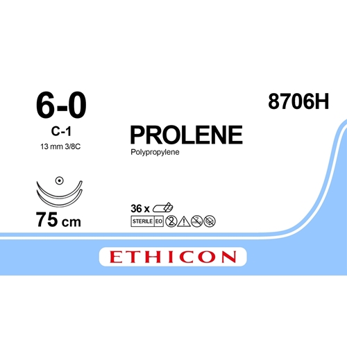 Sutur Prolene 6-0 8706H – 75cm blå nål C-1 – 36 st