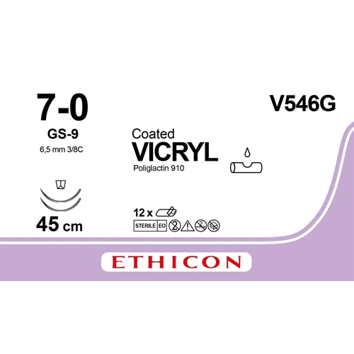 Sutur Vicryl 7-0 V546G – 45cm violet nål 2xGS-9 – 12 st